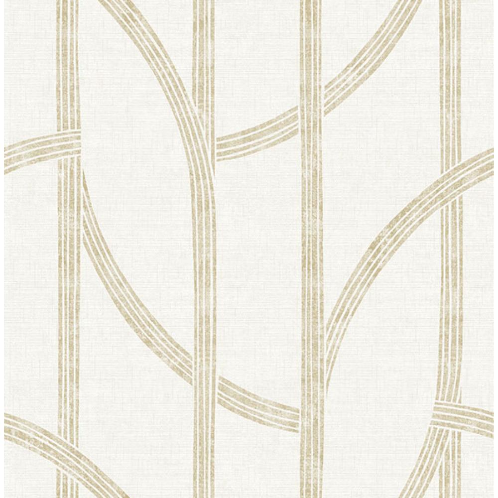 A-Street Prints by Brewster 4141-27139 Harlow Gold Curved Contours Wallpaper