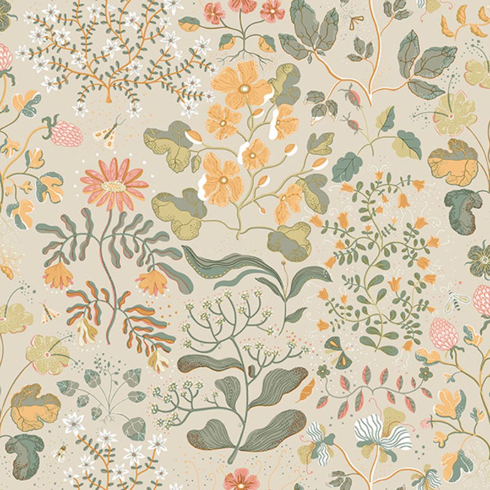 A-Street Prints by Brewster 4143-22003 Groh Apricot Floral Wallpaper