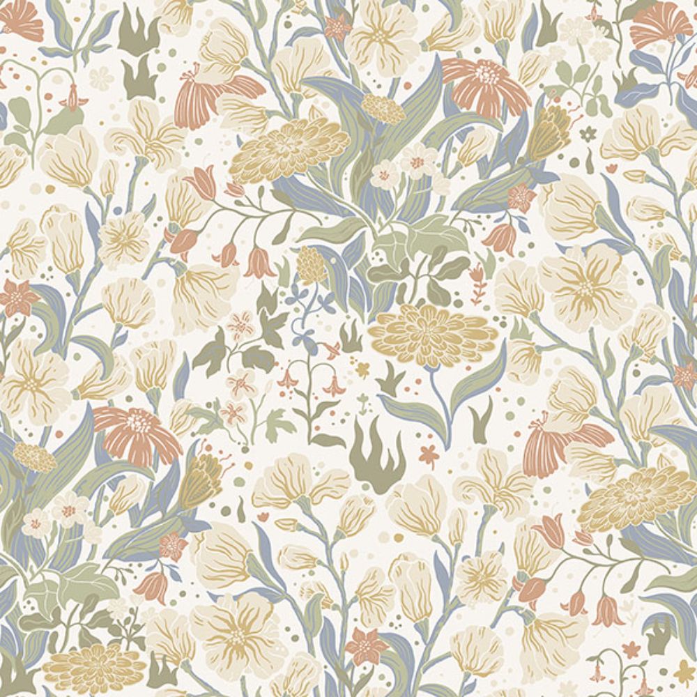 A-Street Prints by Brewster 4143-22011 Hava Neutral Meadow Flowers Wallpaper