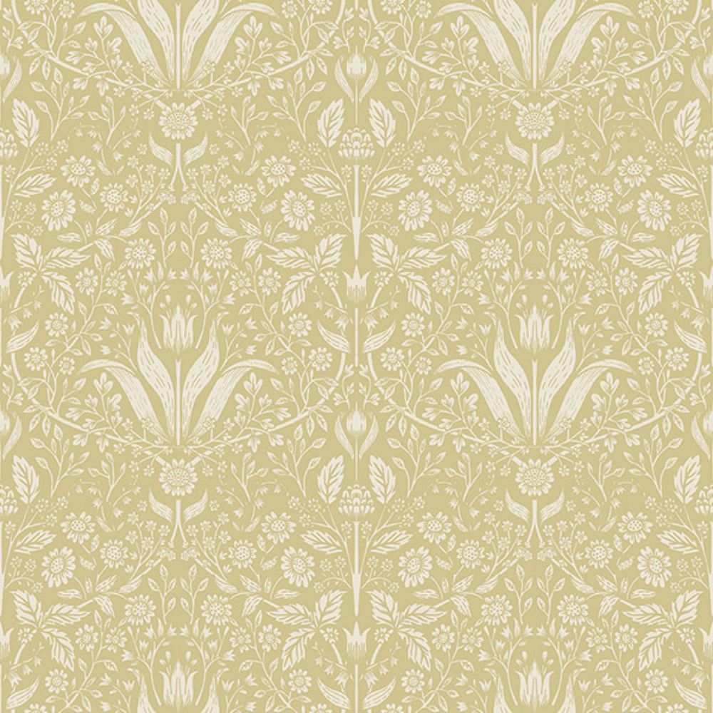 A-Street Prints by Brewster 4143-34038 Mara Yellow Tulip Ogee Wallpaper