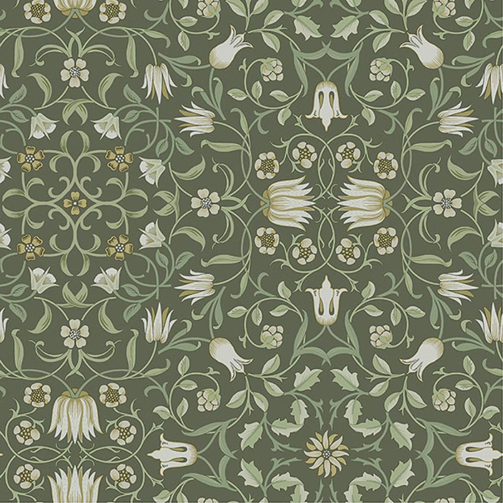 A-Street Prints by Brewster 4153-82008 No 1 Holland Park Green Floral Wallpaper
