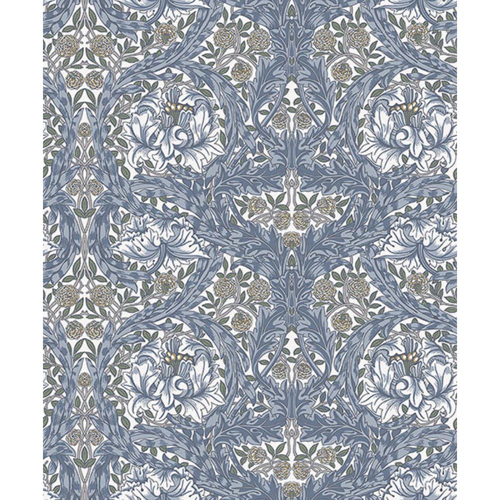A-Street Prints by Brewster 4153-82024 African Marigold Blue Floral Wallpaper