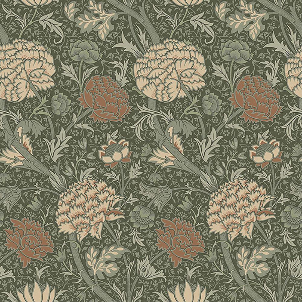 A-Street Prints by Brewster 4153-82035 Cray Sea Green Floral Trail Wallpaper