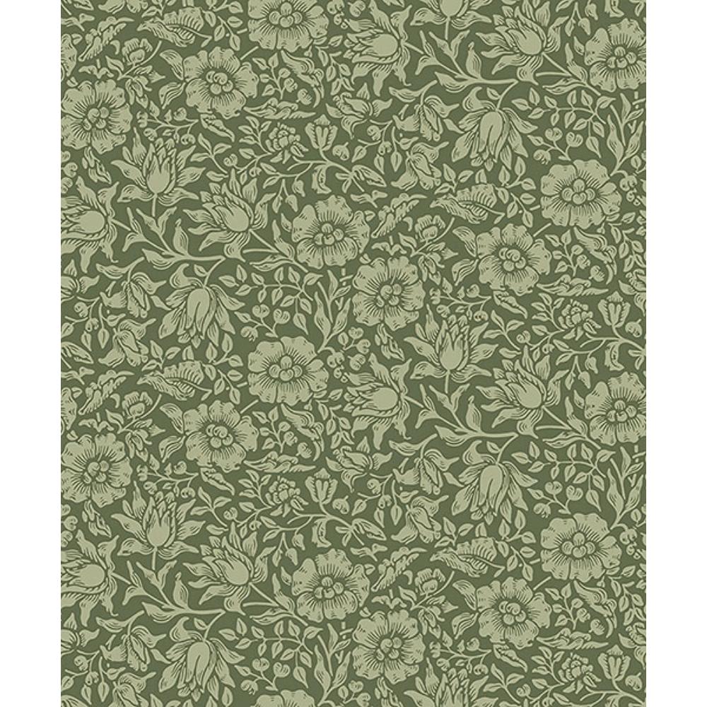 A-Street Prints by Brewster 4153-82042 Mallow Dark Green Floral Vine Wallpaper