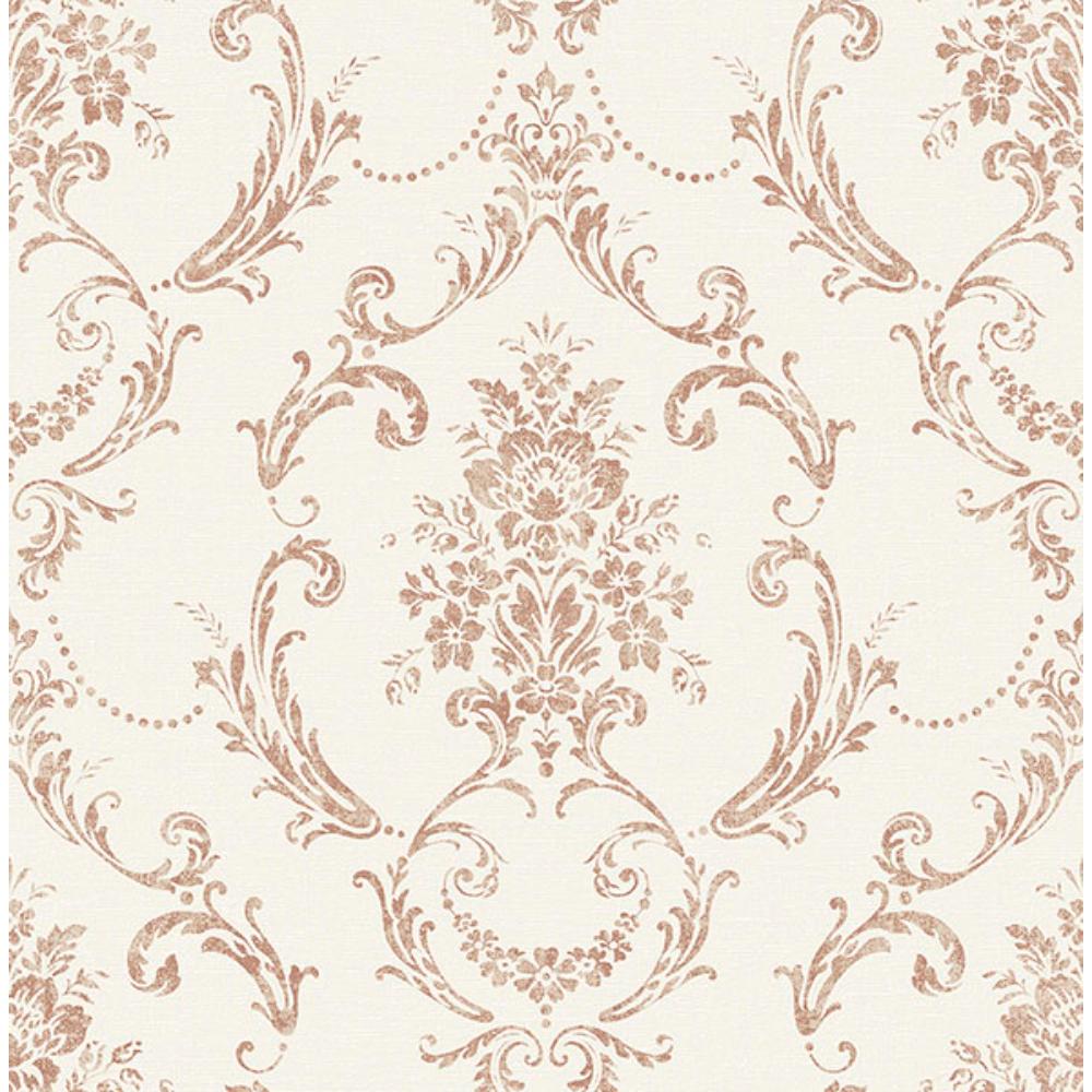 Advantage by Brewster 4157-25041 Glenda Copper Floral Damask Wallpaper
