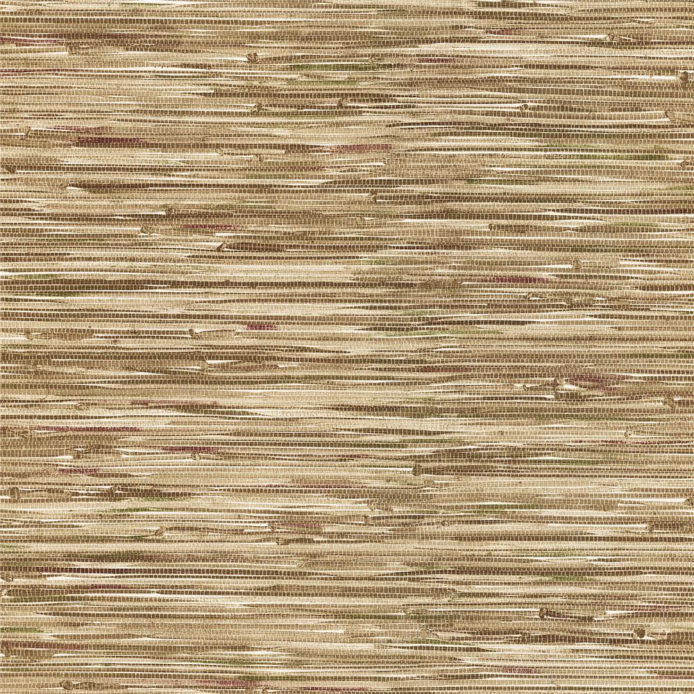 Brewster 499-44139 EZ Hang Textures VI Liu Brown Vinyl Faux Grasscloth Wallpaper in Brown