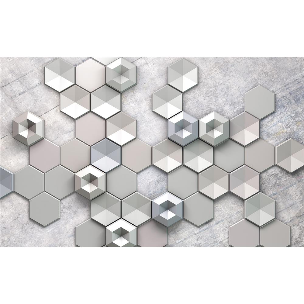 Komar by Brewster 6004A-VD4 Concrete Hexagon Wall Mural
