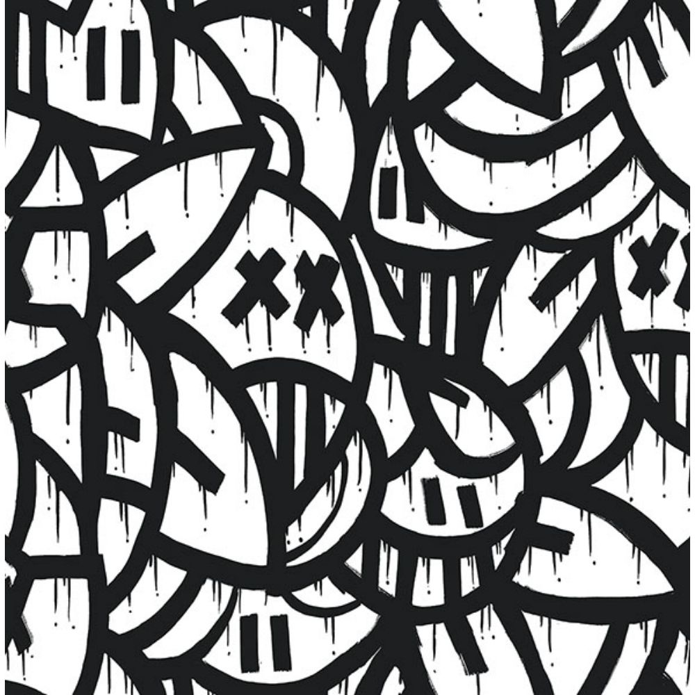 NuWallpaper by Brewster AAS4878 Black Bold Arrangements Peel & Stick Wallpaper