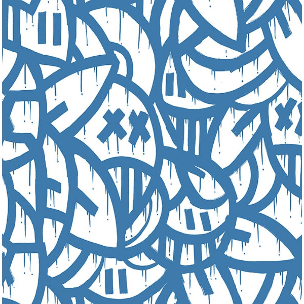 NuWallpaper by Brewster AAS4879 Blue Bold Arrangements Peel & Stick Wallpaper
