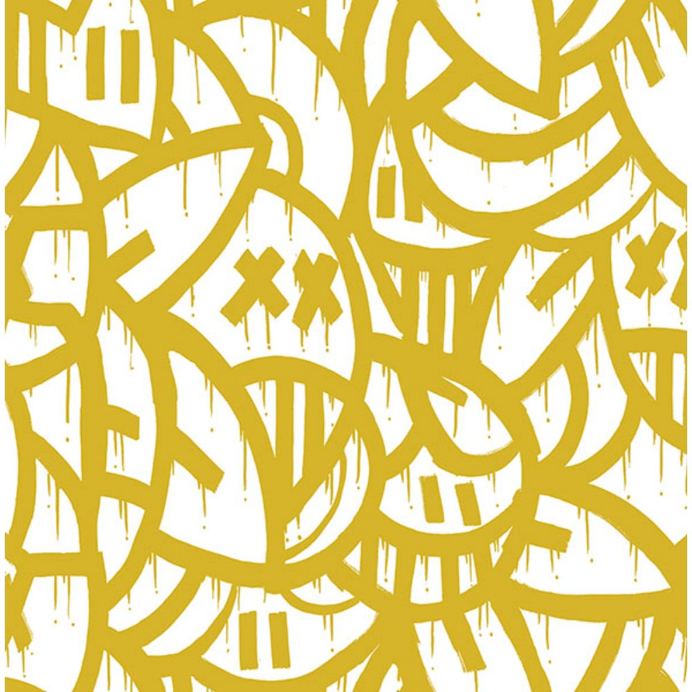 NuWallpaper by Brewster AAS4880 Yellow Bold Arrangements Peel & Stick Wallpaper