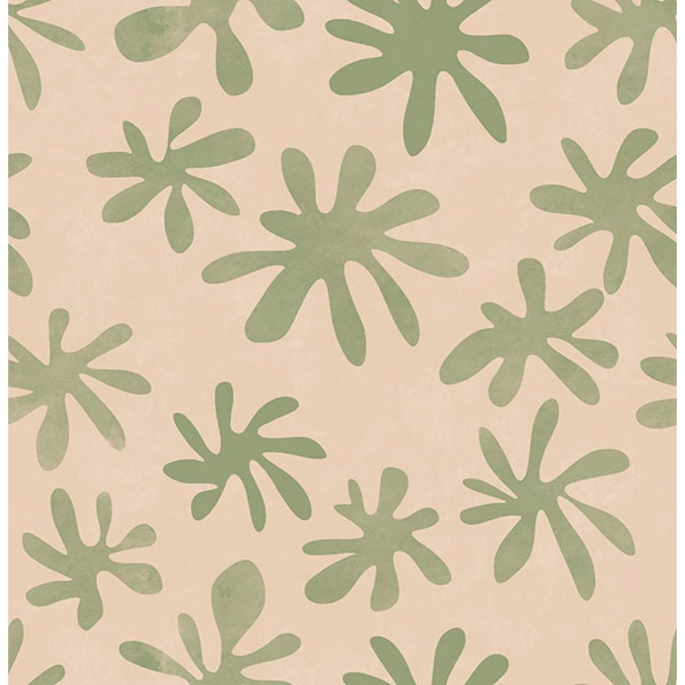 Alja Horvat by Brewster AHS4718 Blush and Sage Field of Flowers Peel & Stick Wallpaper