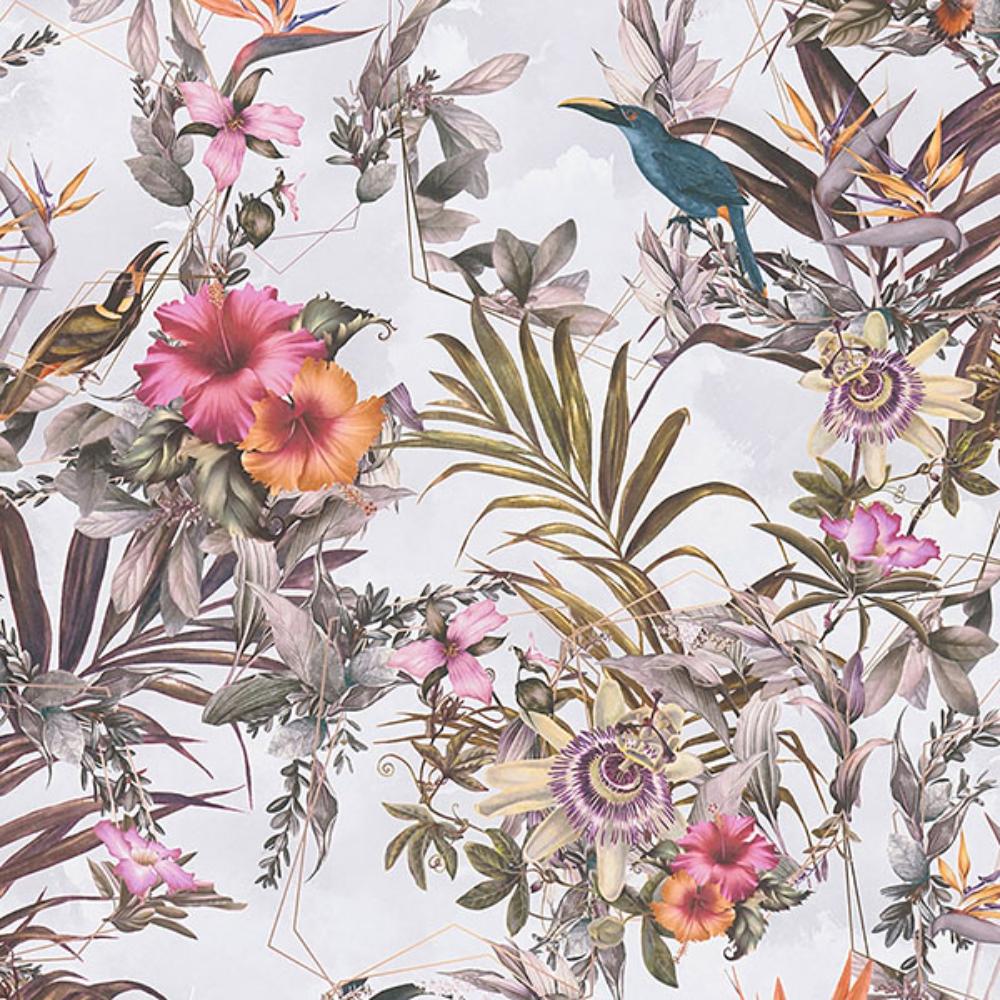 AS Creation by Brewster AS381787 Hollis White Tropical Wallpaper