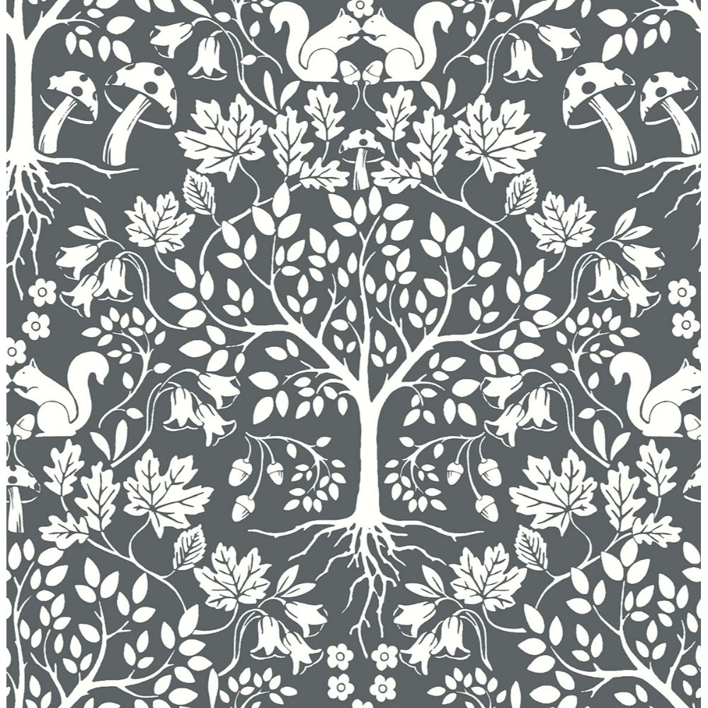A-Street Prints by Brewster AST3777 Leo Grey Tree Wallpaper