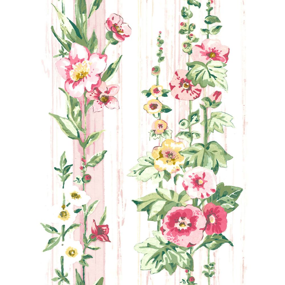 A-Street Prints by Brewster AST3784 Delisa Pink Floral Stripe Wallpaper