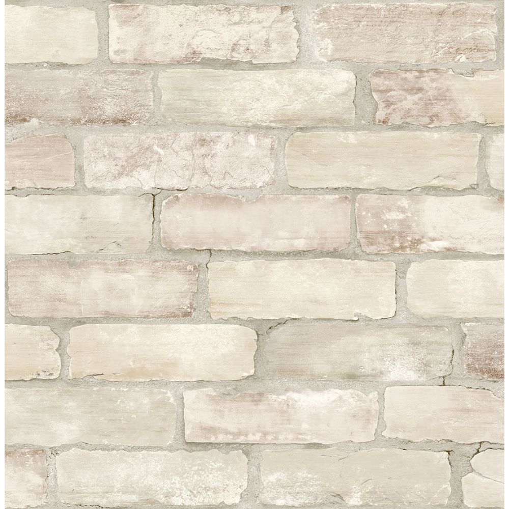 A-Street Prints by Brewster AST4076 Limewashed Weathered Brick Bone Brick Wallpaper