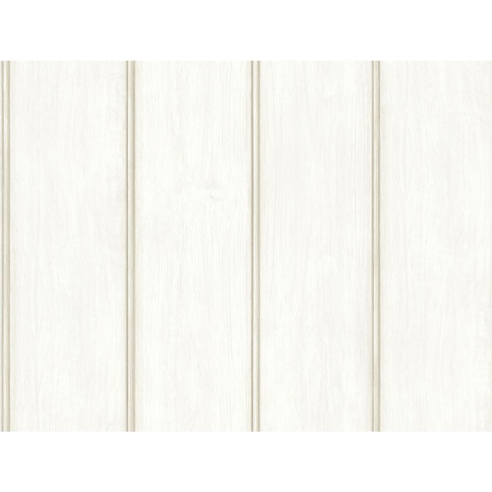 A-Street Prints by Brewster AST4078 Upstate Beadboard Aged White Wood Wallpaper