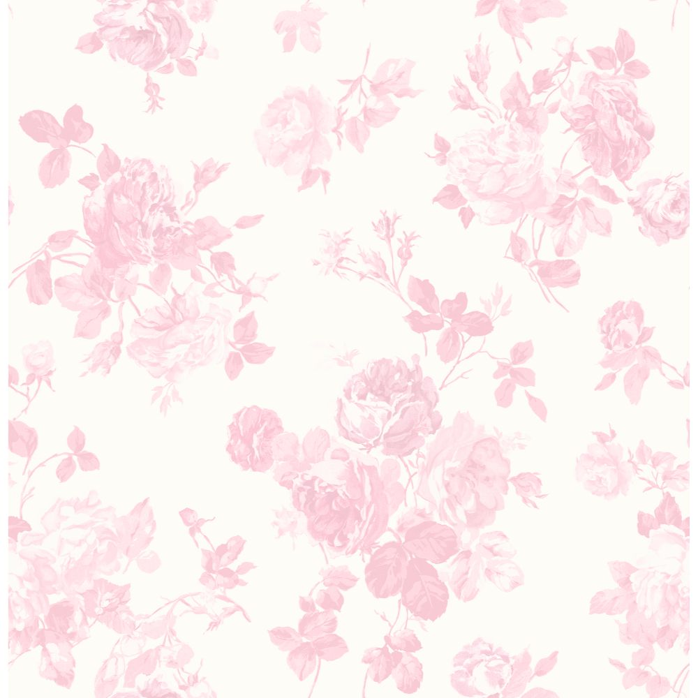 A-Street Prints by Brewster AST4101 Everblooming Rosettes Pink Jam Cabbage Rose Bouquets Wallpaper