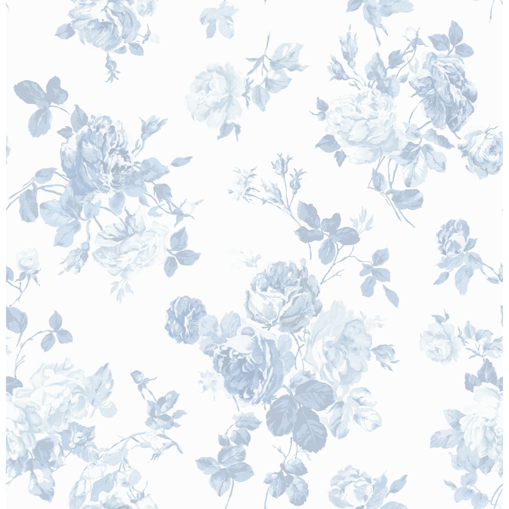 A-Street Prints by Brewster AST4102 Everblooming Rosettes Dreamy Sky Cabbage Rose Bouquets Wallpaper