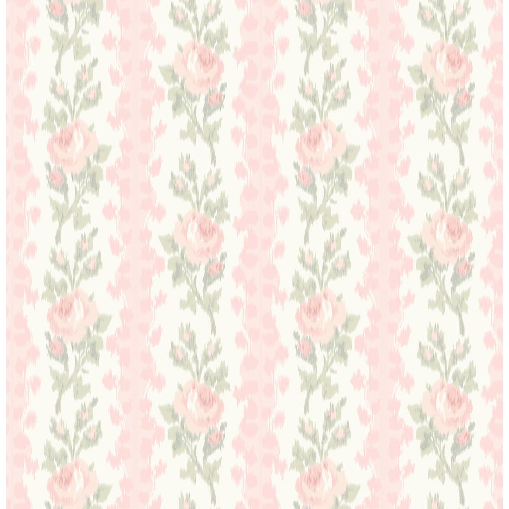 A-Street Prints by Brewster AST4105 Blooming Heirloom Marie Pink Rose Stripe Wallpaper