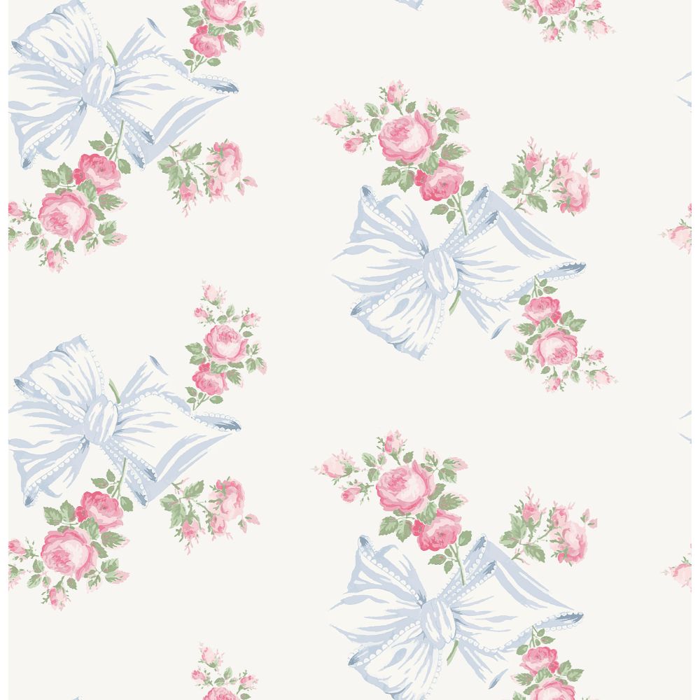 A-Street Prints by Brewster AST4113 Rosa Beaux Pastel Blue Large Bow Spot Wallpaper