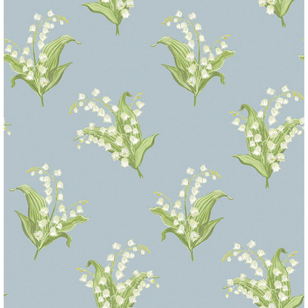 A-Street Prints by Brewster AST4339 Farmington Blue Heather Lily of the Valley Wallpaper