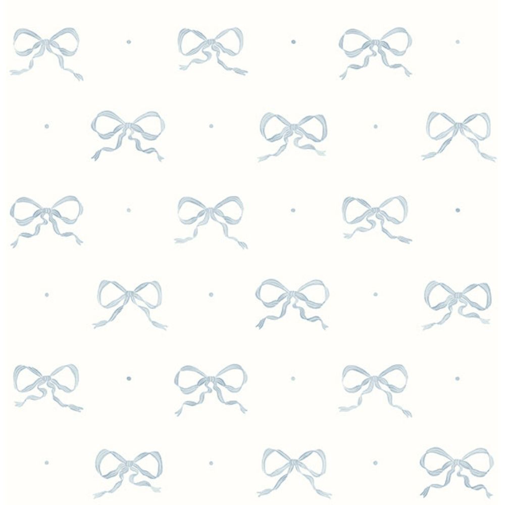 A-Street Prints by Brewster AST4356 Emma Blue Heather Large Bow Wallpaper