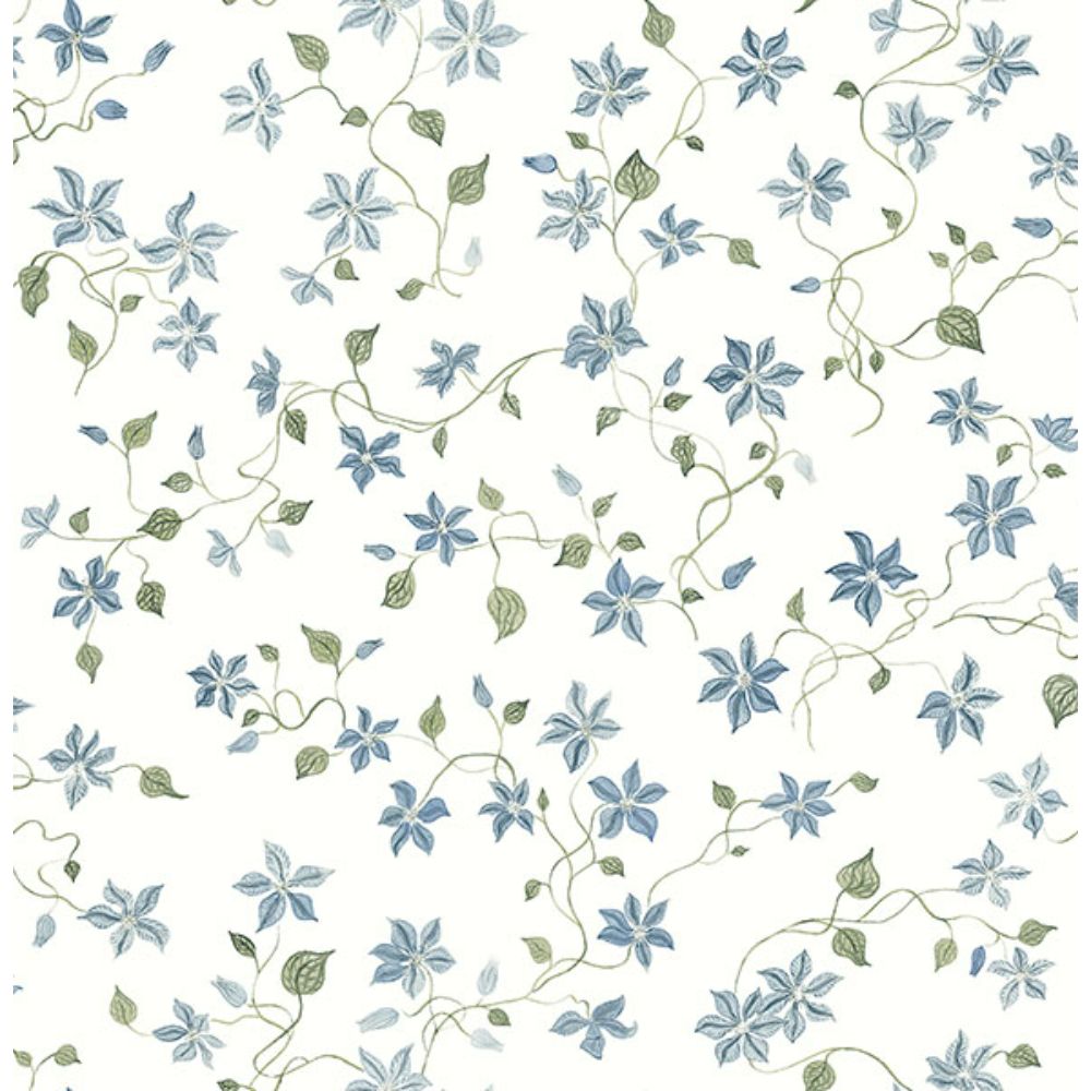 A-Street Prints by Brewster AST4364 Betsy Blue Heather Floral Trail Wallpaper
