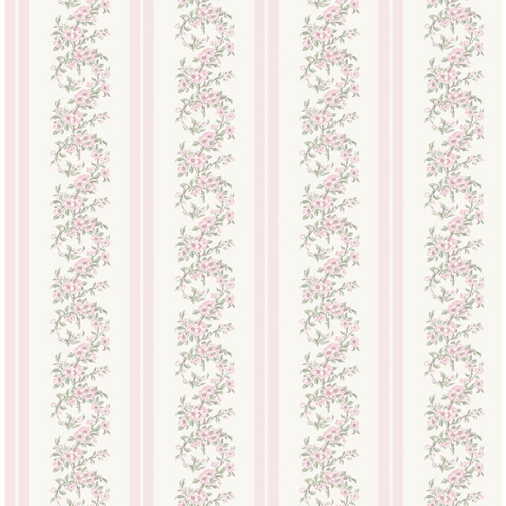A-Street Prints by Brewster AST4649 Marigold Wreath Pastel Peach Floral Stripe Wallpaper