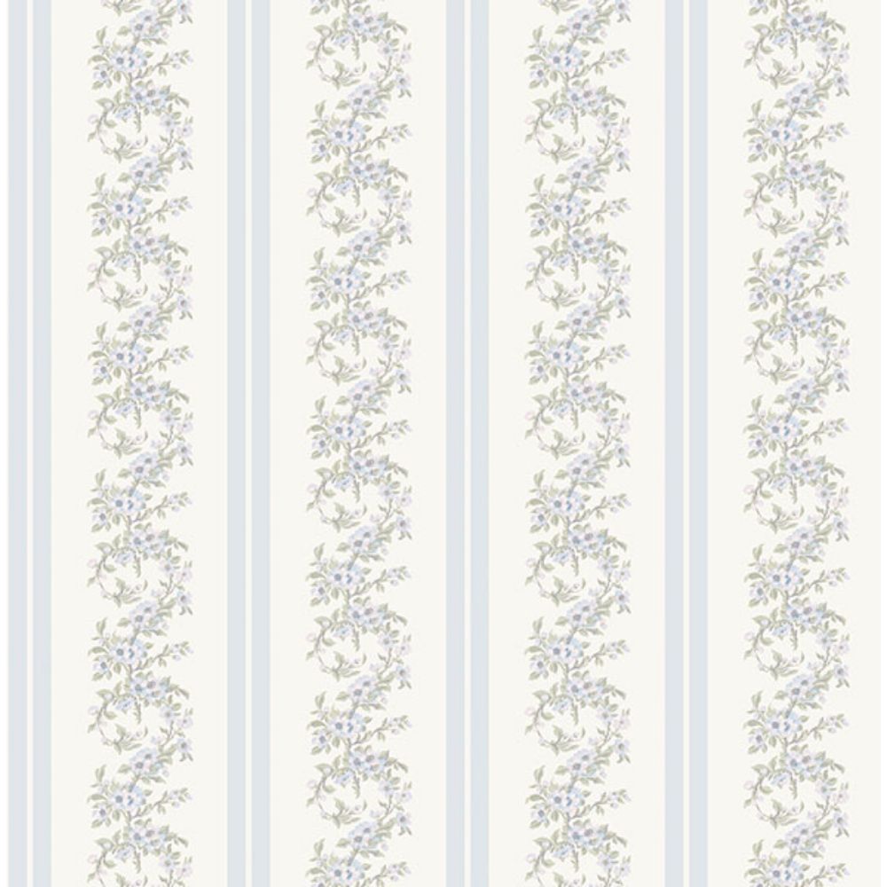 A-Street Prints by Brewster AST4650 Marigold Wreath Baby Blue Rush Floral Stripe Wallpaper