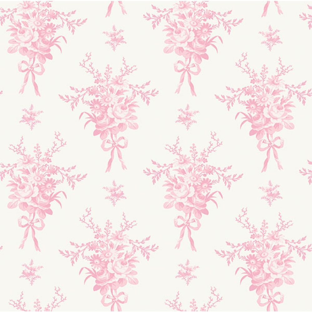 A-Street Prints by Brewster AST4652 Rosie Arrangements Kiss Pink Bouquet Toss Wallpaper