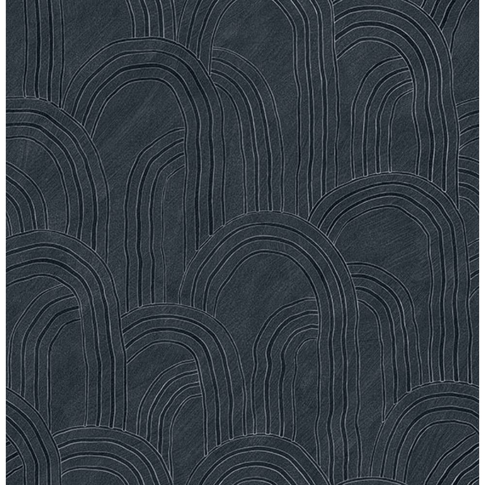 A-Street Prints by Brewster AST4685 Cabo Indigo Rippled Arches Wallpaper