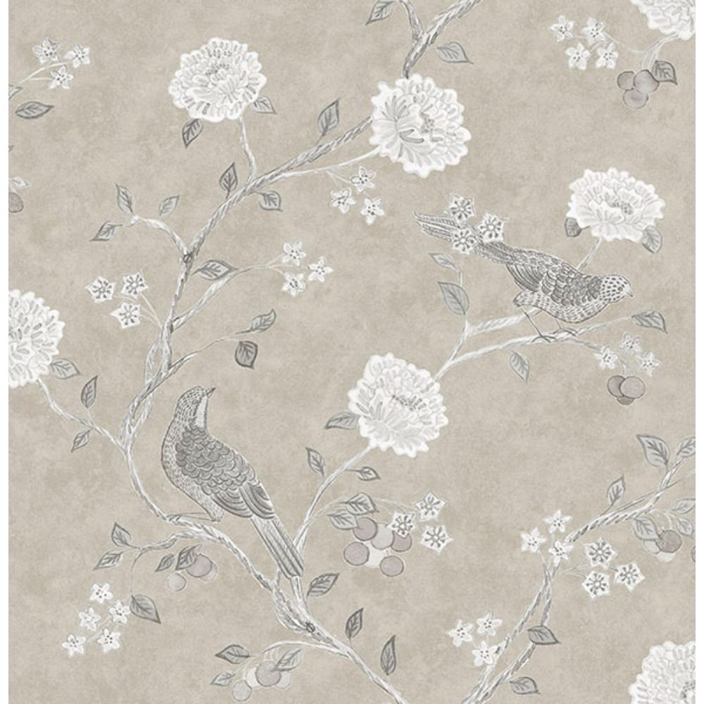 A-Street Prints by Brewster AST4969 Wellesley Taupe Chinoiserie Wallpaper