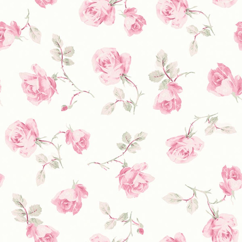 A-Street Prints by Brewster AST6084 Ribbon Rosa Chateau Rose Loose Roses Wallpaper