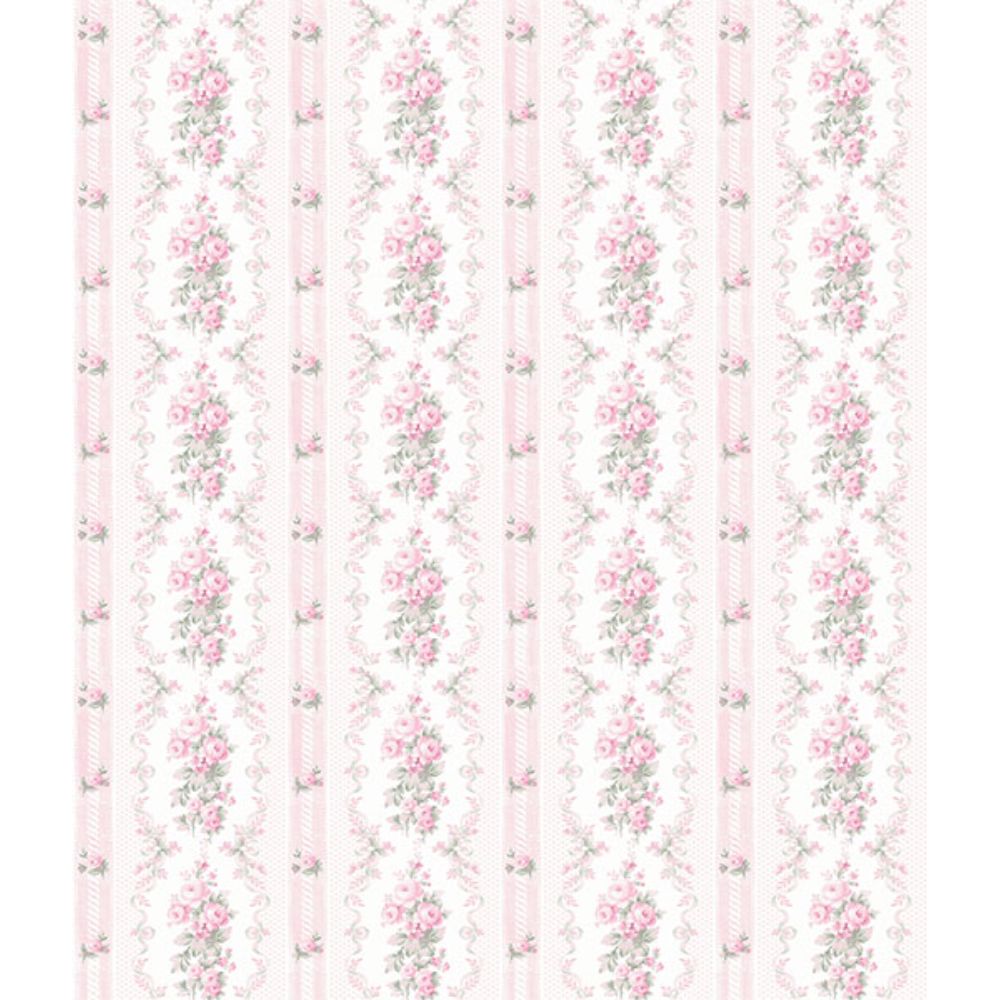 A-Street Prints by Brewster AST6086 Dreamy Days Pink Parfait Stripe & Floral Wallpaper