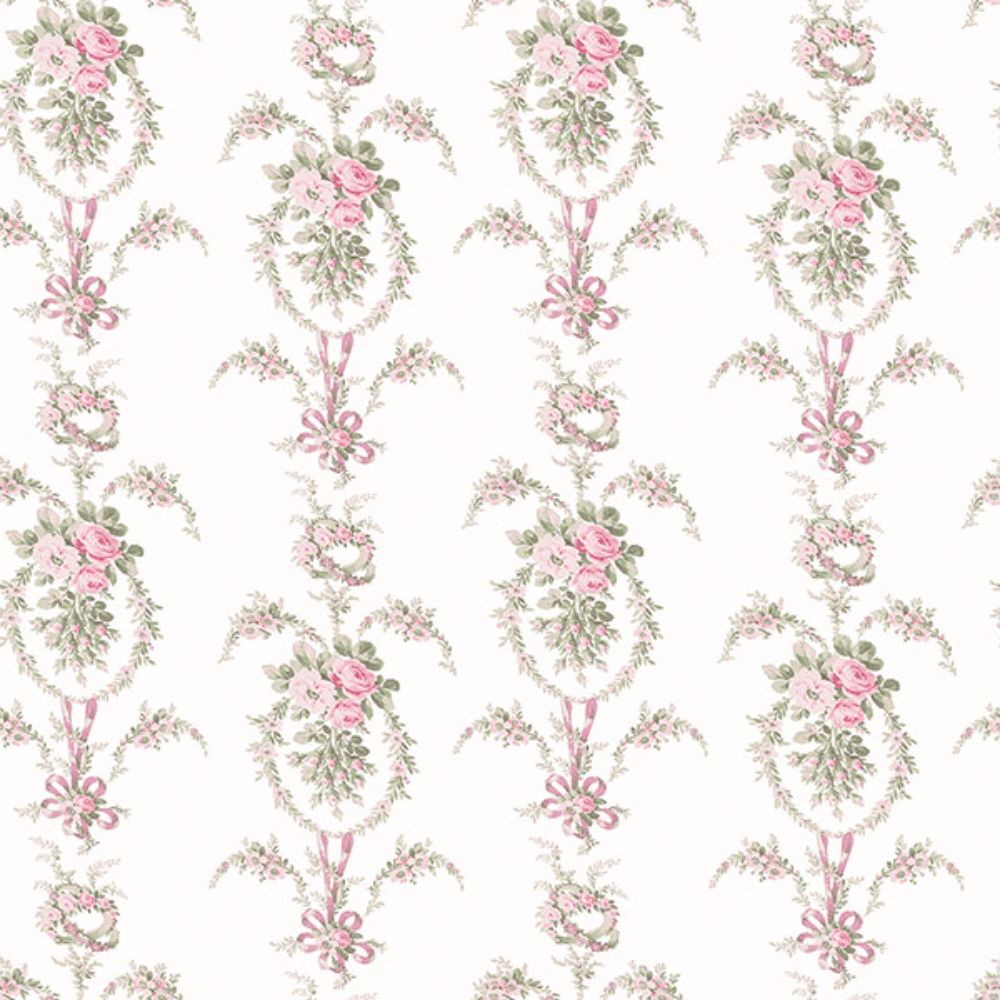 A-Street Prints by Brewster AST6088 Rose Cheeks Party Pink Floral Cluster Wallpaper