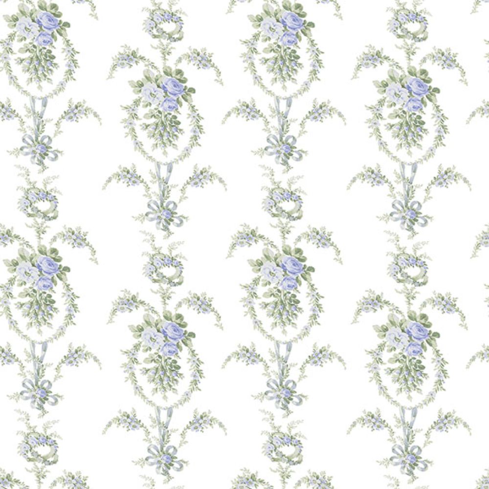 A-Street Prints by Brewster AST6089 Rose Cheeks Blye Elysees Floral Cluster Wallpaper