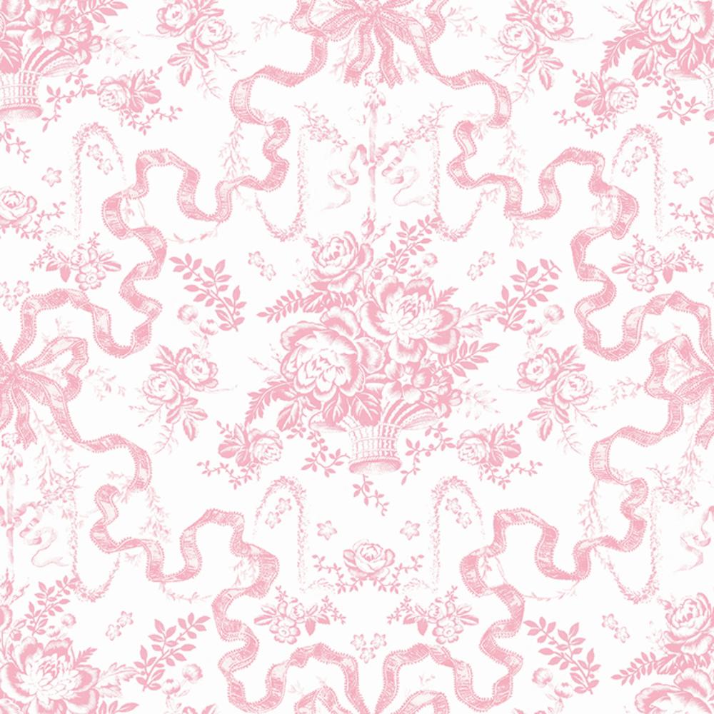 LoveShackFancy by Brewster AST6271 Fairytale Peony Pink Toile Wallpaper