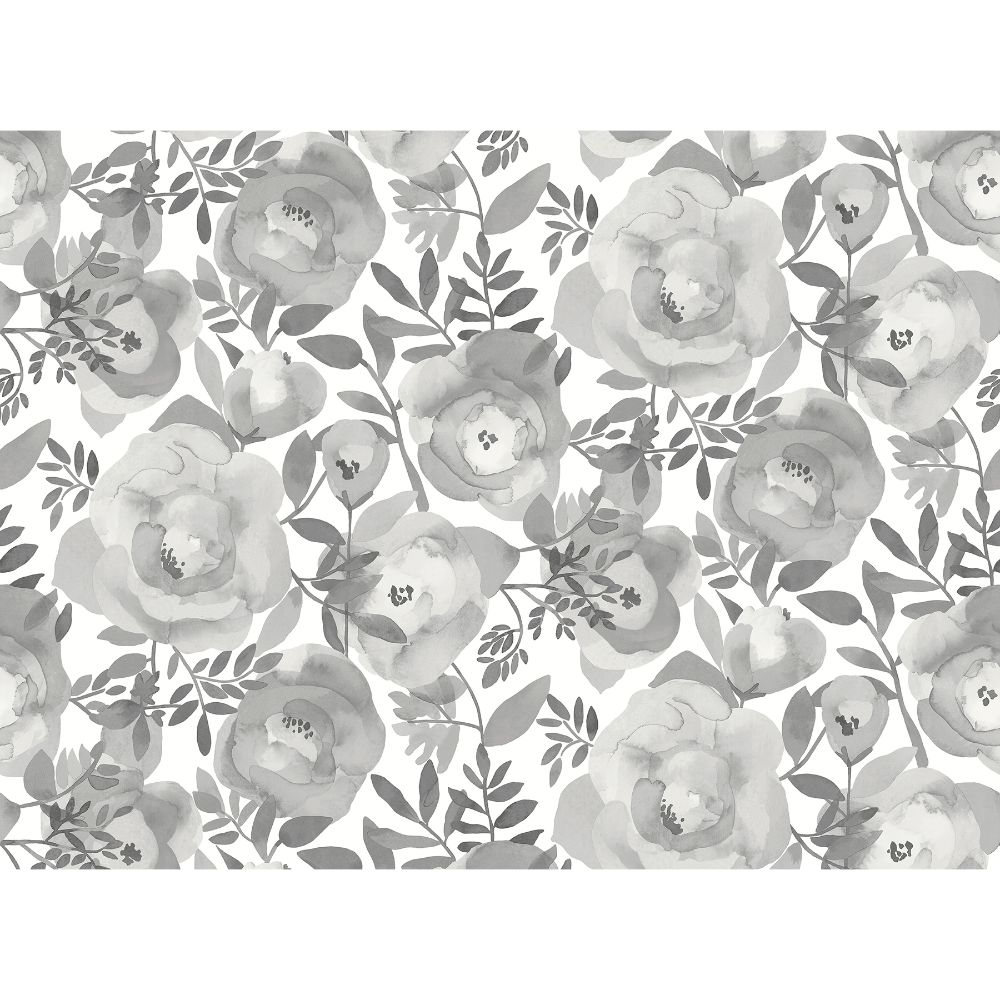 REMIX Walls by Katie Hunt x A-Street Prints By Brewster Blooming Floral Dove Grey Wall Mural