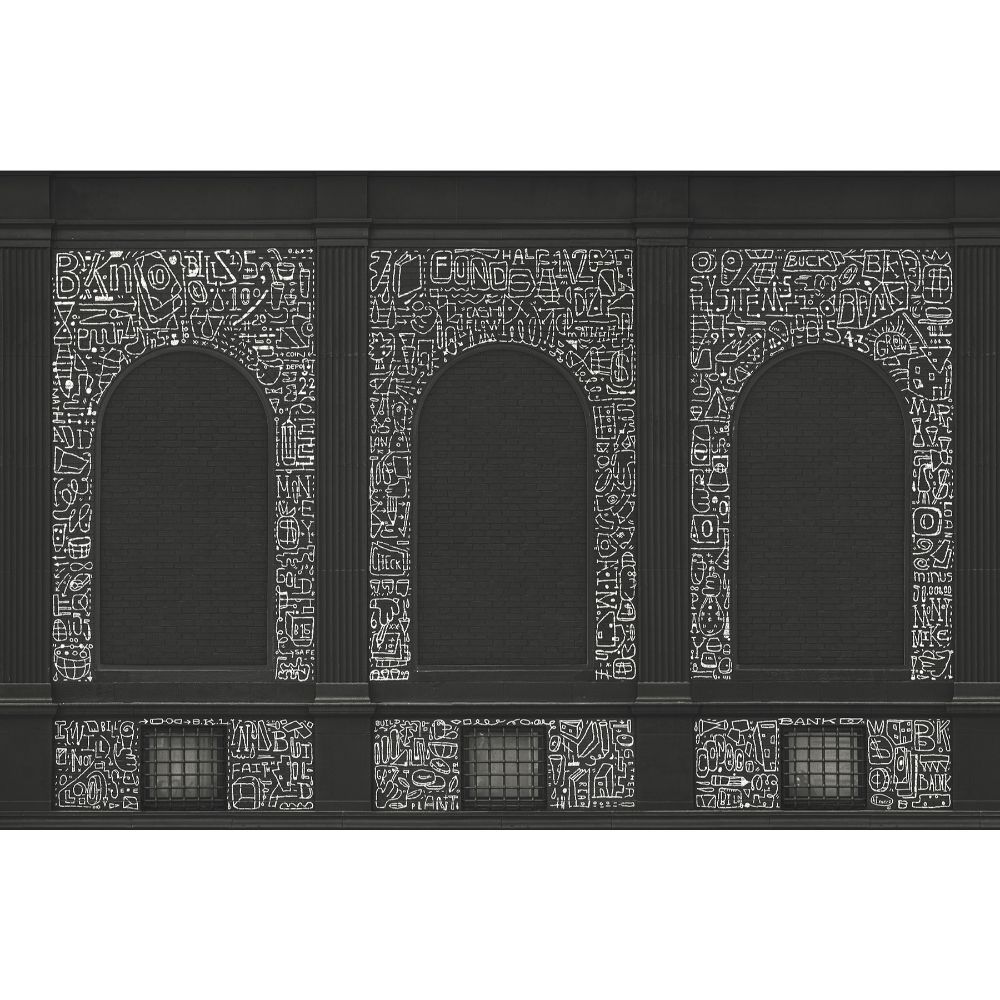 KT Merz x A-Street Prints by Brewster ASTM4131 BKLYN Bank Windows Wall Mural in Black