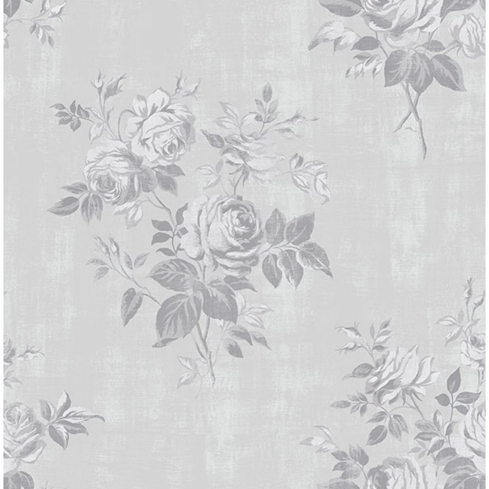 Ashley Stark Home by Brewster ATS4739 Grey Rosecliff Floral Peel & Stick Wallpaper