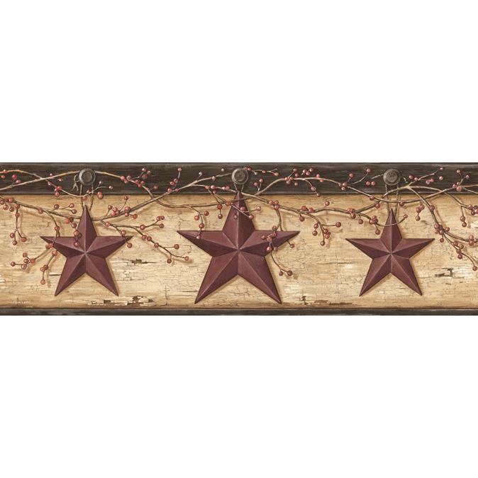Chesapeake by Brewster BBC44603B Borders by Chesapeake Graham Sand Rustic Star Trail Border Wallpaper in Red
