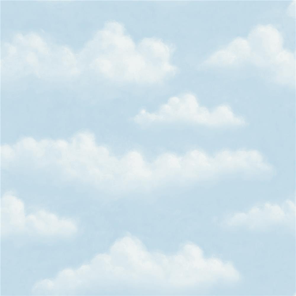 Chesapeake by Brewster BBC47075 Borders by Chesapeake Fluff Blue Faux Puffy Clouds Wallpaper in Blue