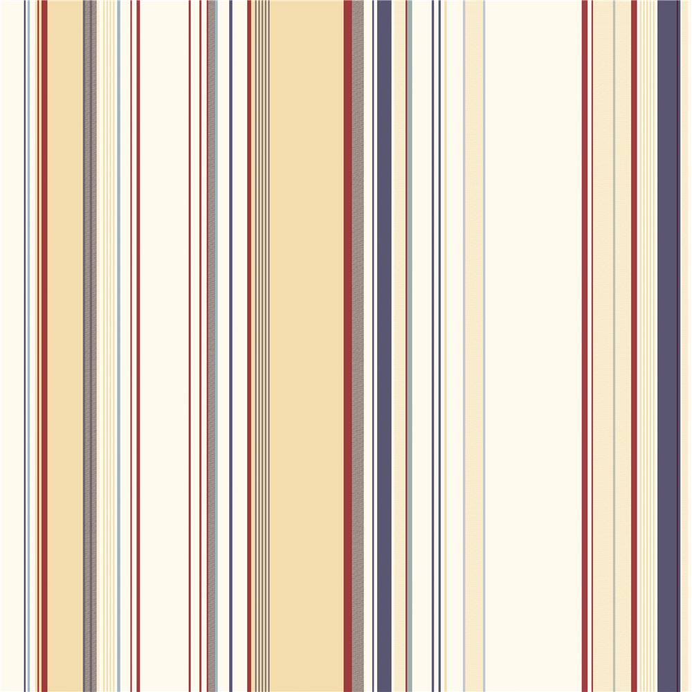 Chesapeake by Brewster BBC58516 Borders by Chesapeake Charles Cream Lookout Stripe Wallpaper in Blue