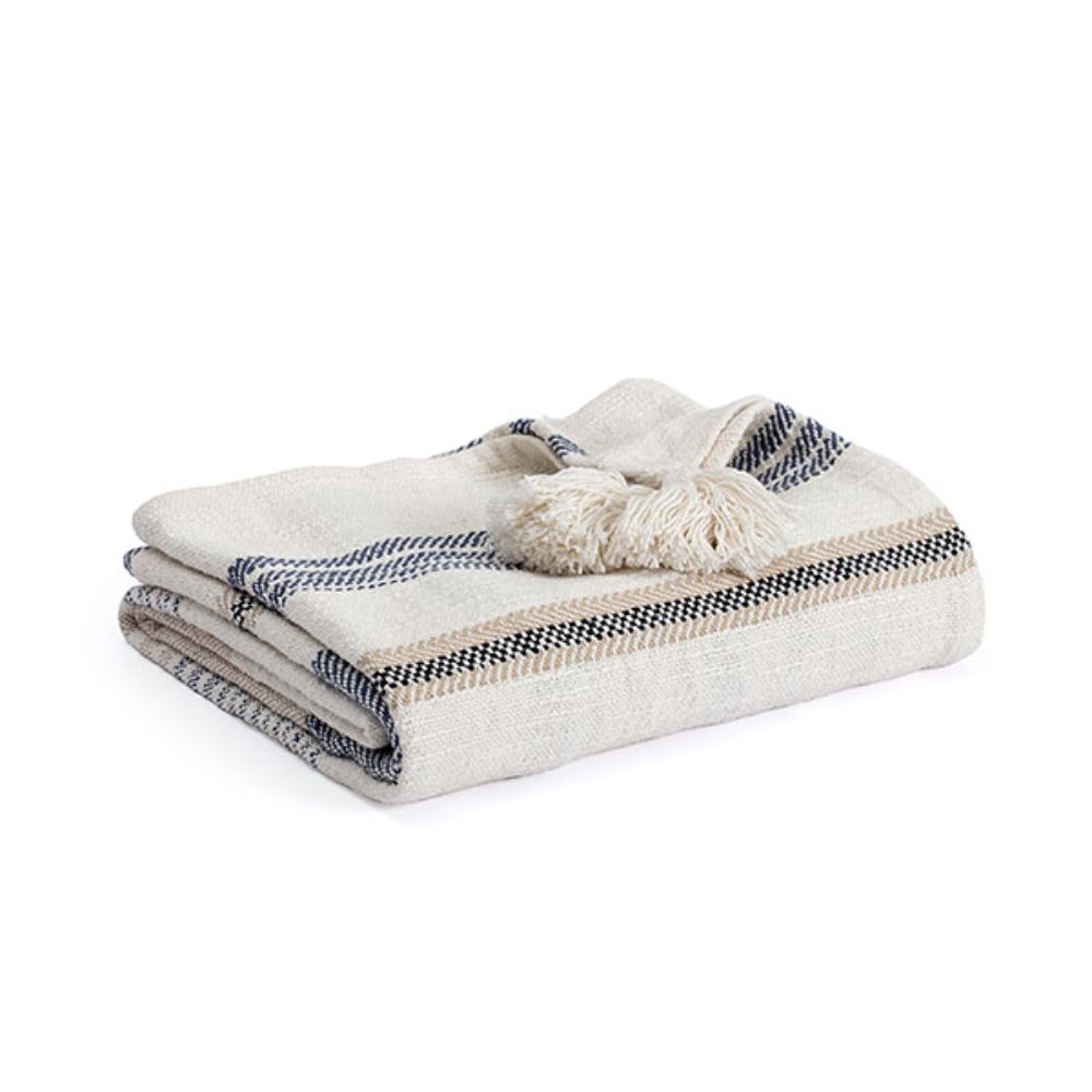 Habitat by Brewster BD2084 Gatano Neutral Woven Throw Blanket Decorative Object