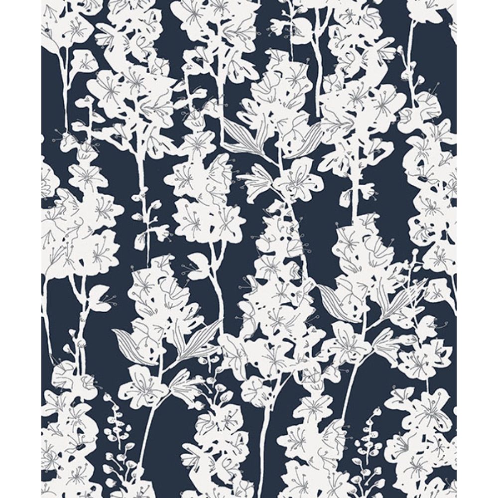 By Dylan M by Brewster BDS6074 Navy Larkspur Peel & Stick Wallpaper