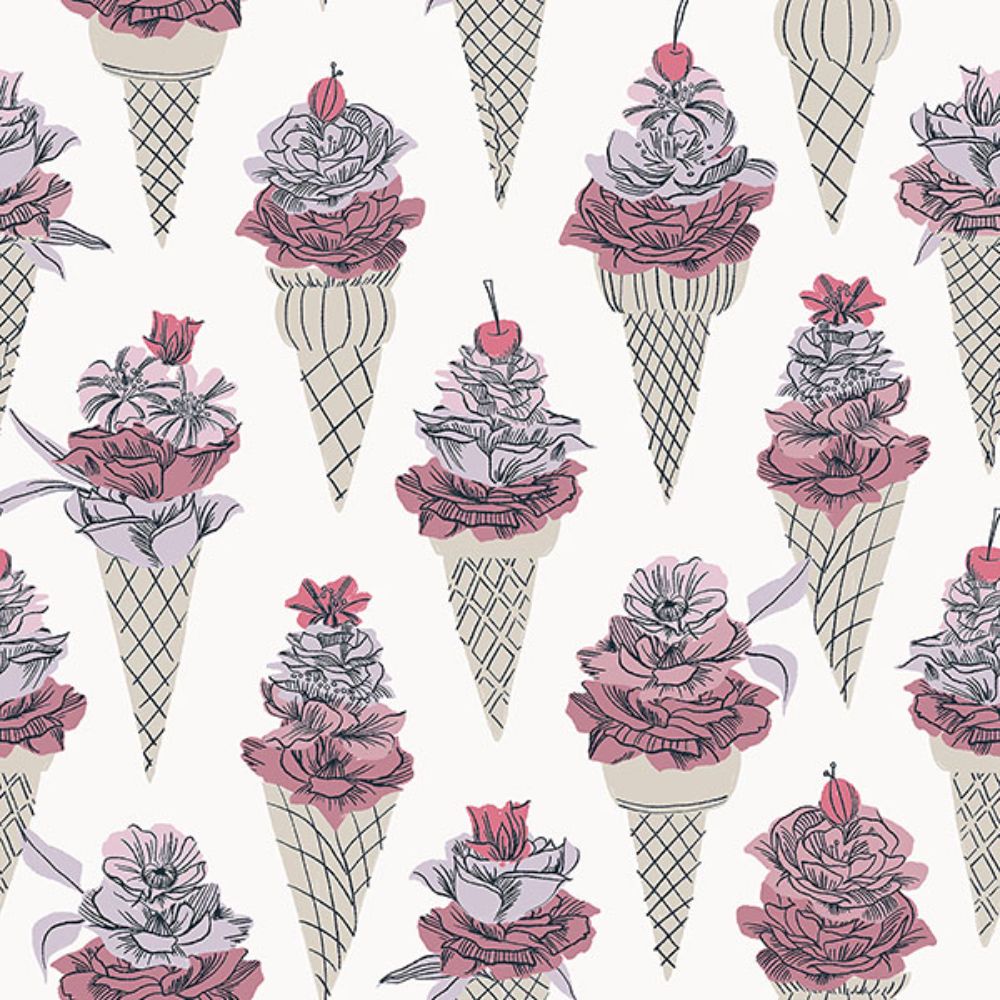 By Dylan M by Brewster BDS6075 Pink Floral Ice Cream Peel & Stick Wallpaper