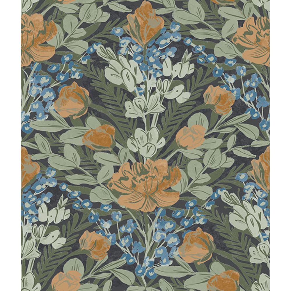 By Dylan M by Brewster BDS6079 Dark Multi Moody June Blooms Peel & Stick Wallpaper