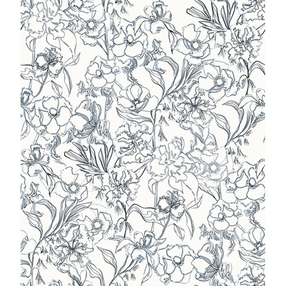 By Dylan M by Brewster BDS6080 Navy May Bloom Peel & Stick Wallpaper