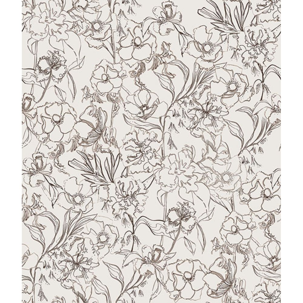 By Dylan M by Brewster BDS6081 Brown May Bloom Peel & Stick Wallpaper