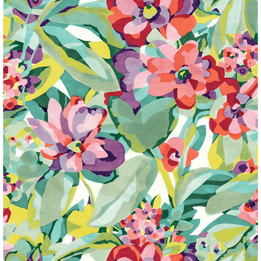 Caroline et Bettina by Brewster CBS4509 Multi Belles Fleurs Peel & Stick Wallpaper